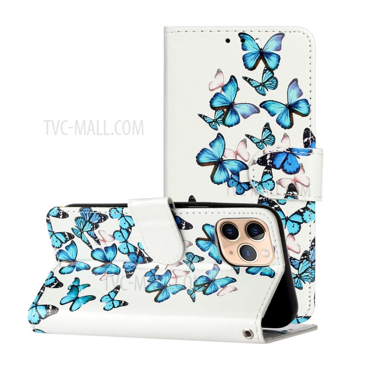 Marble Pattern Printing Leather Protector Wallet Case for iPhone 12 mini - Butterfly-2