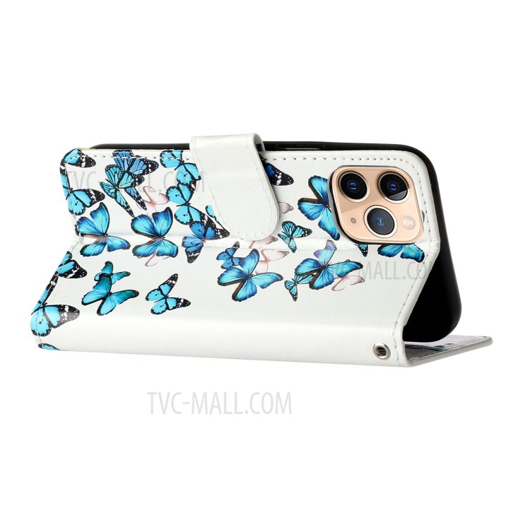 Marble Pattern Printing Leather Protector Wallet Case for iPhone 12 mini - Butterfly-5