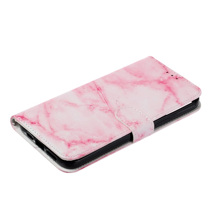 Pattern Printing Leather Wallet Phone Cover for iPhone 12 Pro/12 - Pink Marble Grain-6