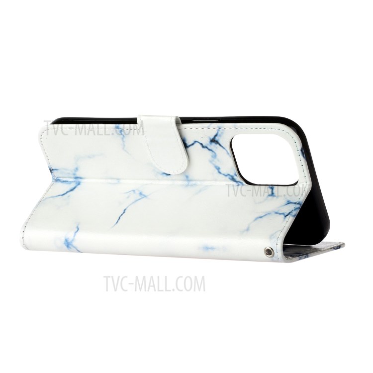 Marble Pattern Printing Leather Protector Wallet Stand Case for iPhone 12 Pro Max 6.7 inch - White Marble-3