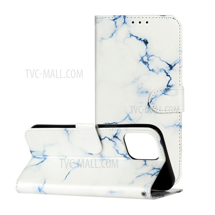 Marble Pattern Printing Leather Protector Wallet Stand Case for iPhone 12 Pro Max 6.7 inch - White Marble-4
