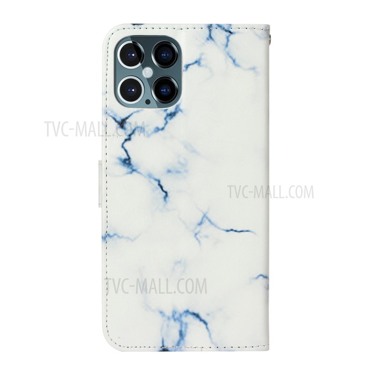 Marble Pattern Printing Leather Protector Wallet Stand Case for iPhone 12 Pro Max 6.7 inch - White Marble-6