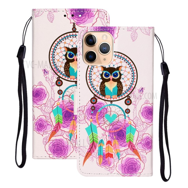Embossed Patterned Wallet Flip Leather Case with Lanyard for iPhone 12 mini - Dream Catcher-1
