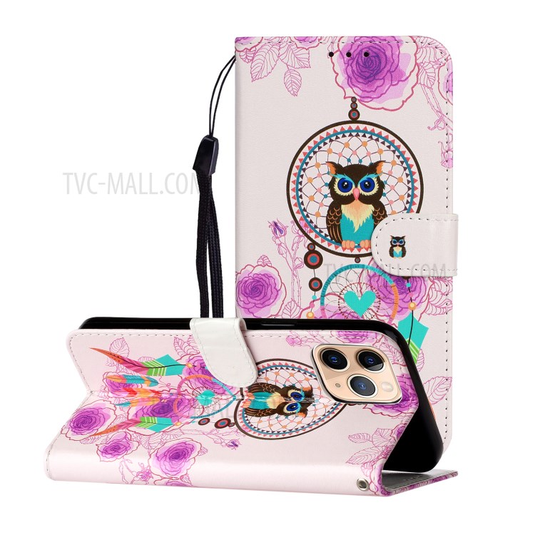 Embossed Patterned Wallet Flip Leather Case with Lanyard for iPhone 12 5.4 inch - Dream Catcher-2