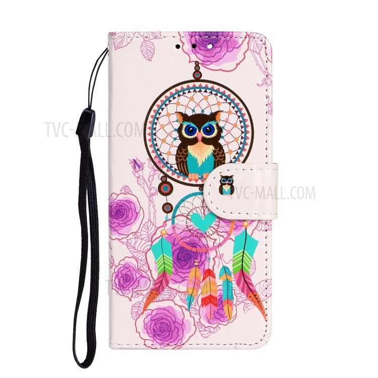 Embossed Patterned Wallet Flip Leather Case with Lanyard for iPhone 12 5.4 inch - Dream Catcher-3