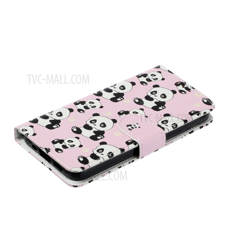 Embossed Patterned Wallet Flip Leather Case with Lanyard for iPhone 12 mini - Panda-6