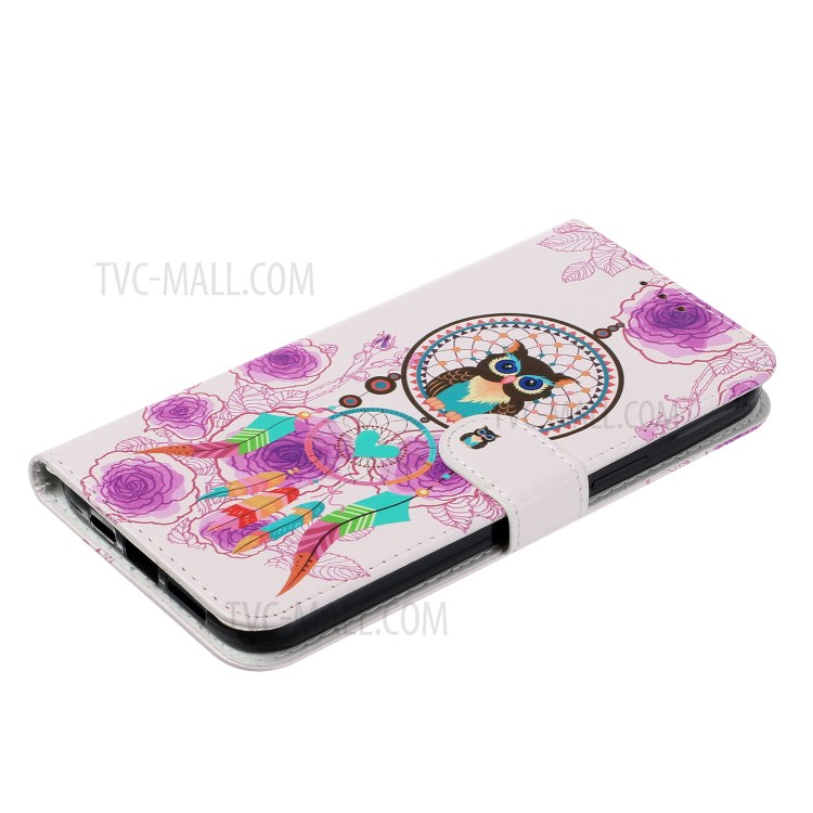 Embossed Patterned Wallet Stand Leather Phone Case with Strap for iPhone 12 Pro/12 - Dream Catcher-5