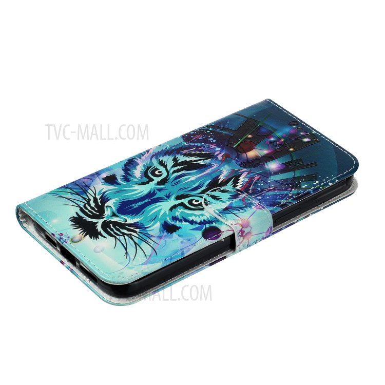 Embossed Patterned Wallet Stand Leather Phone Case with Strap for iPhone 12 Pro Max 6.7 inch - Tiger Face-6
