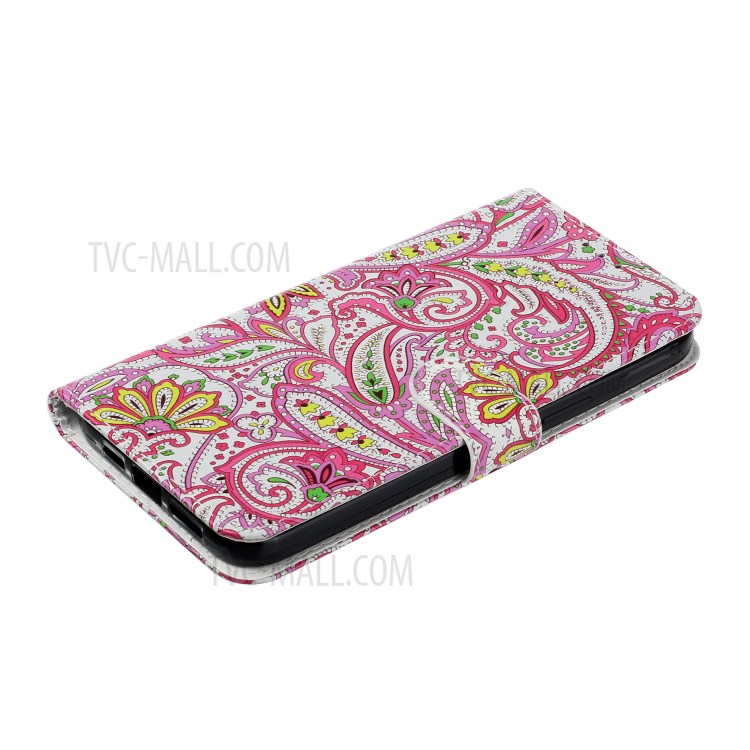 Embossed Patterned Wallet Stand Leather Phone Case with Strap for iPhone 12 Pro Max 6.7 inch - Paisley Flower-6