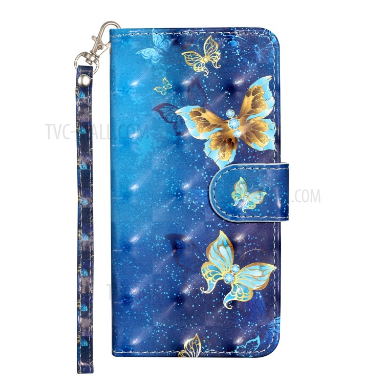 Light Spot Decor Pattern Printing Wallet Stand Leather Case with Strap for iPhone 12 mini - Metal Butterflies-3