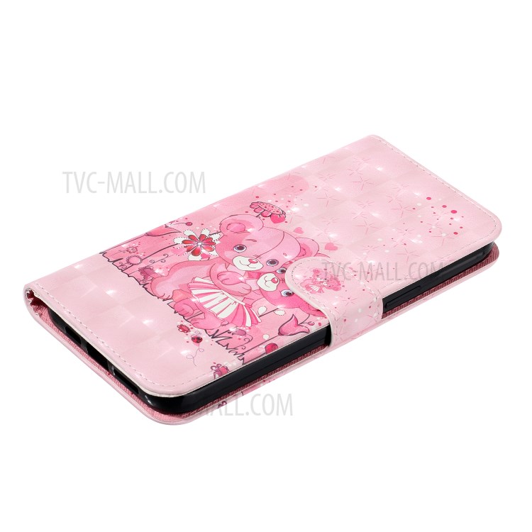 Light Spot Decor Pattern Printing Wallet Stand Leather Case with Strap for iPhone 12 Pro/12 - Couple Bears-7