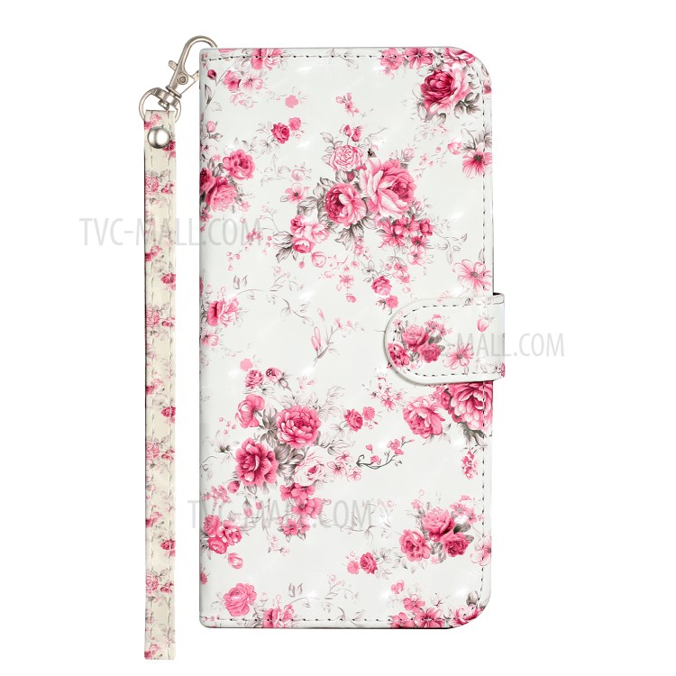 Light Spot Decor Pattern Printing Wallet Stand Leather Case with Strap for iPhone 12 Pro/12 - Flowers-3