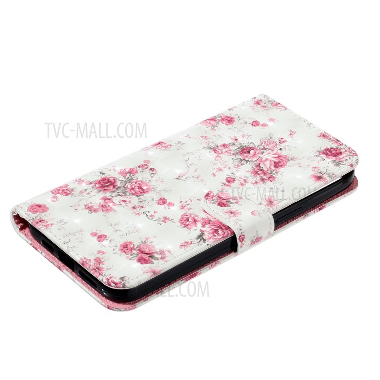 Light Spot Decor Pattern Printing Wallet Stand Leather Case with Strap for iPhone 12 Pro/12 - Flowers-6