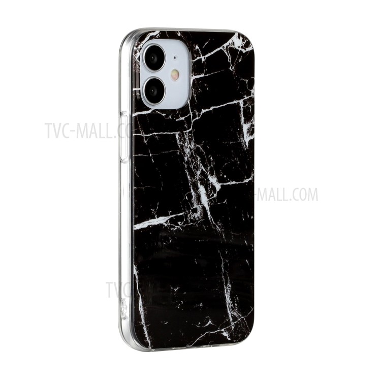 Marble Pattern IMD TPU Back Cover for iPhone 12 mini - Black/White-2