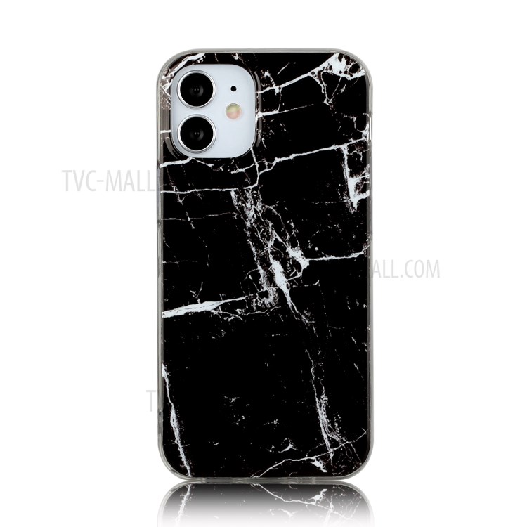 Marble Pattern IMD TPU Back Cover for iPhone 12 mini - Black/White-3
