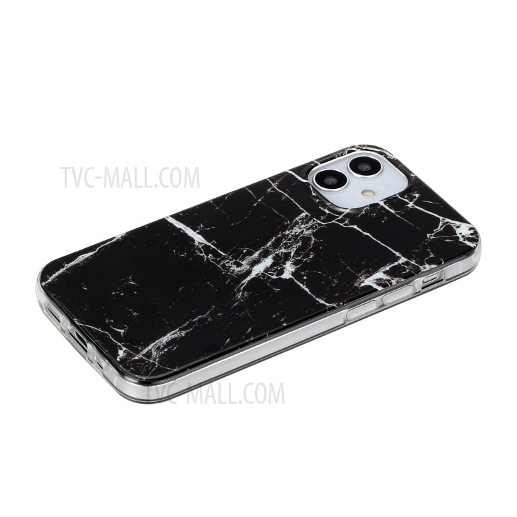 Marble Pattern IMD TPU Back Cover for iPhone 12 mini - Black/White-4