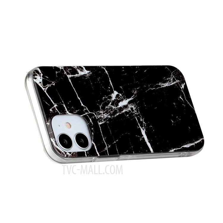 Marble Pattern IMD TPU Back Cover for iPhone 12 mini - Black/White-5