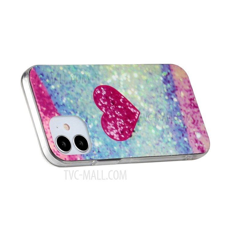 Marble Pattern IMD TPU Back Cover for iPhone 12 mini - Rose Heart-2