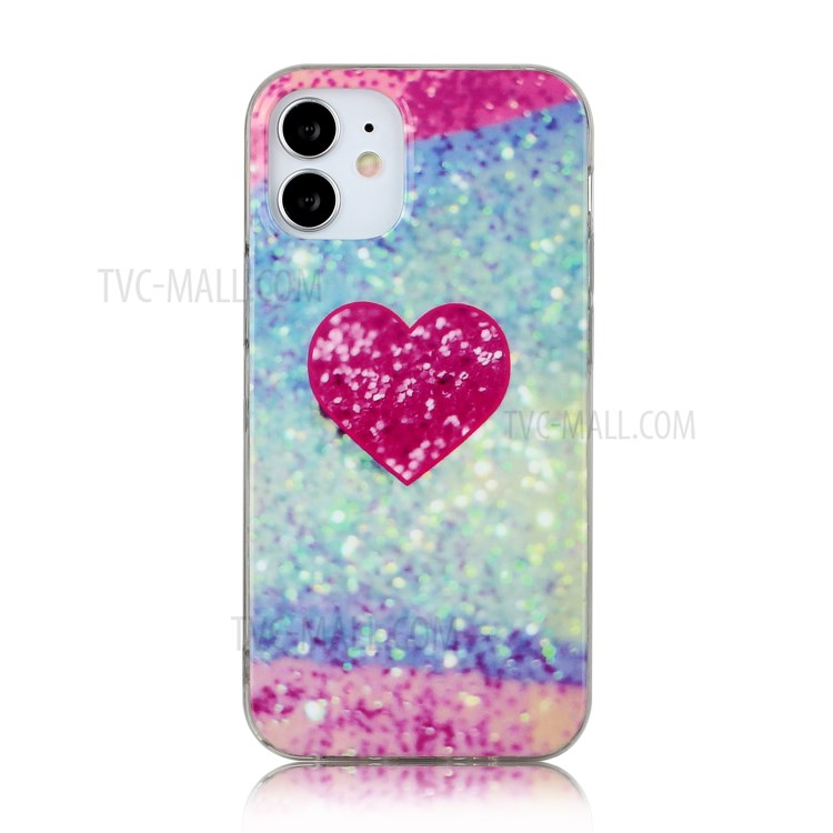 Marble Pattern IMD TPU Back Cover for iPhone 12 mini - Rose Heart-4