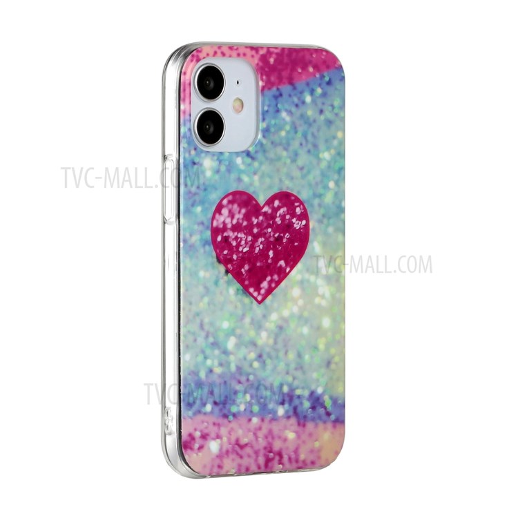 Marble Pattern IMD TPU Back Cover for iPhone 12 mini - Rose Heart-5