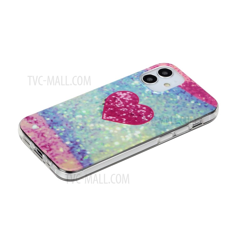 Marble Pattern IMD TPU Back Cover for iPhone 12 mini - Rose Heart-6