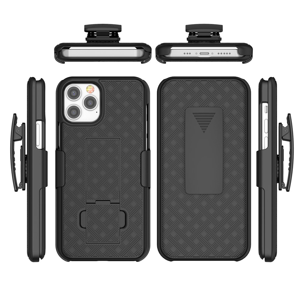 Woven Texture Swivel Belt Clip Kickstand PC Hard Case for iPhone 12 mini-5