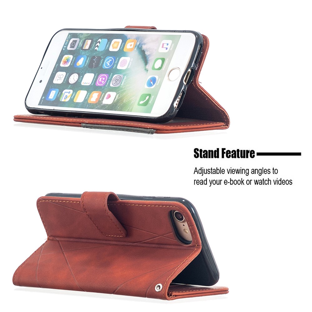 BF05 Geometric Texture Wallet Stand Leather Case for iPhone SE (2nd Generation)/8/7 4.7 inch - Orange-2