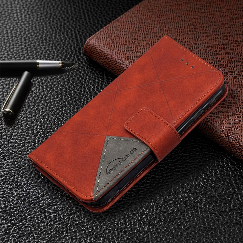 BF05 Geometric Texture Wallet Stand Leather Case for iPhone SE (2nd Generation)/8/7 4.7 inch - Orange-4