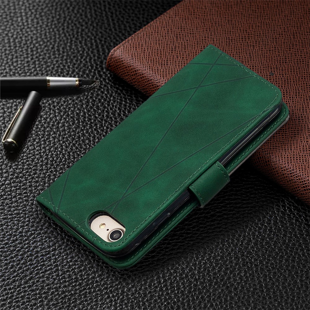 BF05 Geometric Texture Wallet Stand Leather Case for iPhone SE (2nd Generation)/8/7 4.7 inch - Green-5