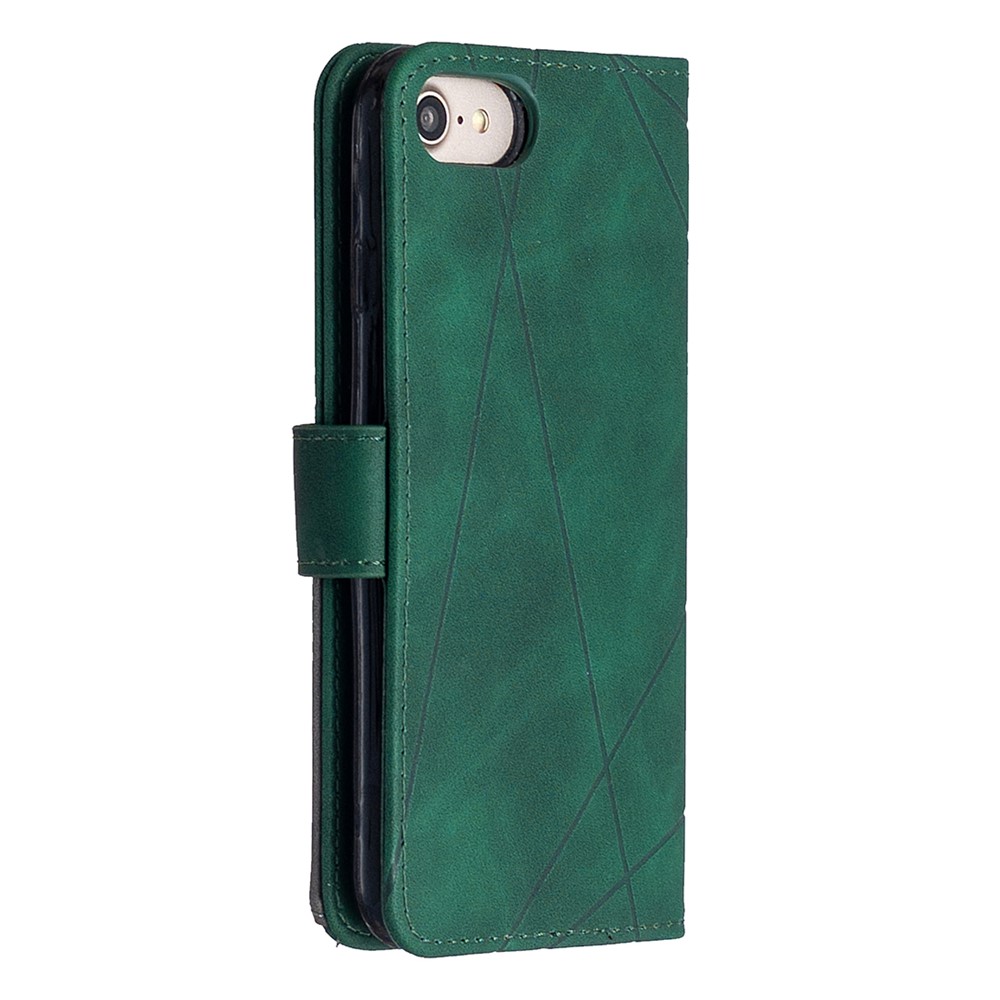 BF05 Geometric Texture Wallet Stand Leather Case for iPhone SE (2nd Generation)/8/7 4.7 inch - Green-7