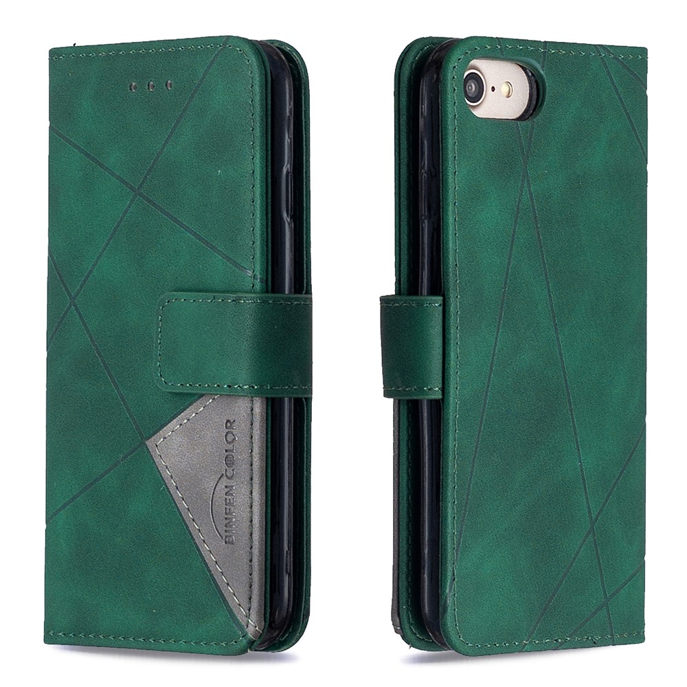 BF05 Geometric Texture Wallet Stand Leather Case for iPhone SE (2nd Generation)/8/7 4.7 inch - Green-8