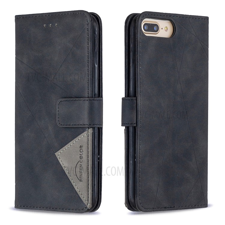 BF05 Geometric Texture Wallet Stand Flip Leather Case for iPhone 8 Plus/7 Plus 5.5 inch - Black-8