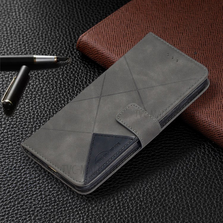 BF05 Geometric Texture Wallet Stand Flip Leather Case for iPhone 8 Plus/7 Plus 5.5 inch - Grey-4
