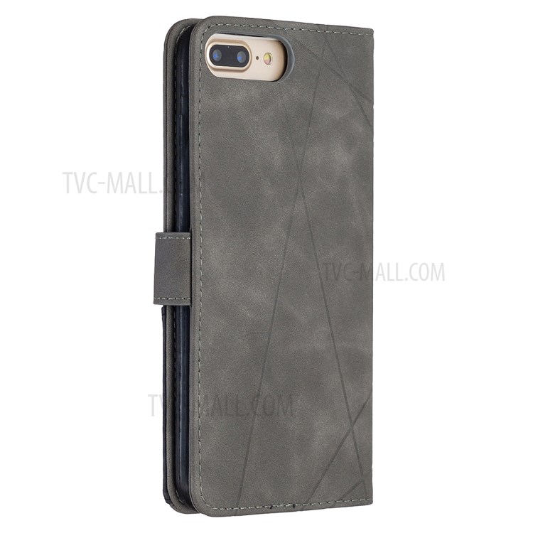 BF05 Geometric Texture Wallet Stand Flip Leather Case for iPhone 8 Plus/7 Plus 5.5 inch - Grey-7