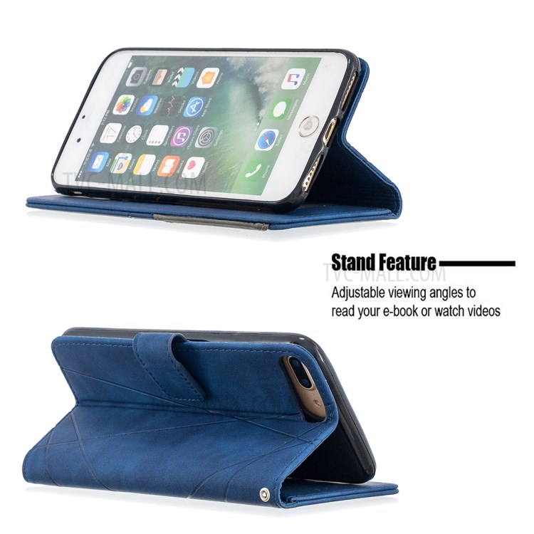 BF05 Geometric Texture Wallet Stand Flip Leather Case for iPhone 8 Plus/7 Plus 5.5 inch - Blue-2