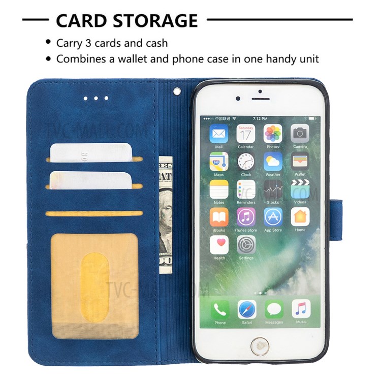 BF05 Geometric Texture Wallet Stand Flip Leather Case for iPhone 8 Plus/7 Plus 5.5 inch - Blue-3