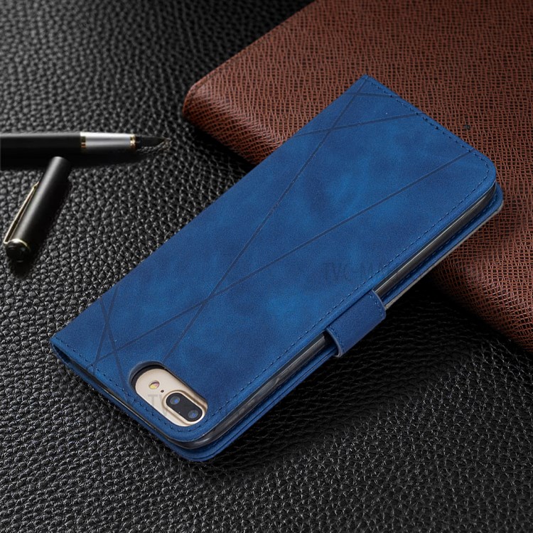 BF05 Geometric Texture Wallet Stand Flip Leather Case for iPhone 8 Plus/7 Plus 5.5 inch - Blue-5