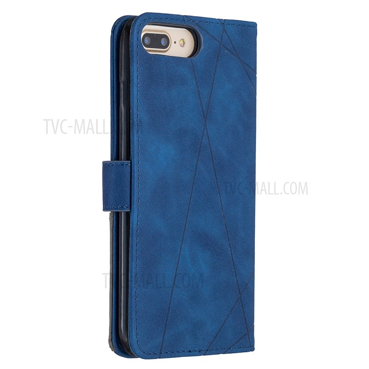BF05 Geometric Texture Wallet Stand Flip Leather Case for iPhone 8 Plus/7 Plus 5.5 inch - Blue-7