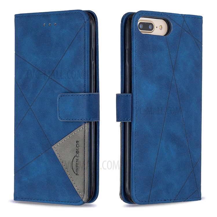 BF05 Geometric Texture Wallet Stand Flip Leather Case for iPhone 8 Plus/7 Plus 5.5 inch - Blue-8