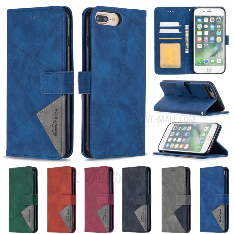 BF05 Geometric Texture Wallet Stand Flip Leather Case for iPhone 8 Plus/7 Plus 5.5 inch - Blue-9