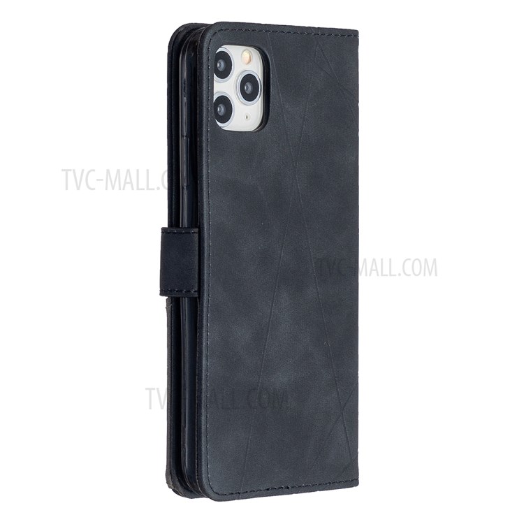 BF05 Leather Case Geometric Texture Wallet Stand Protector Shell for iPhone 11 Pro Max 6.5 inch - Black-7