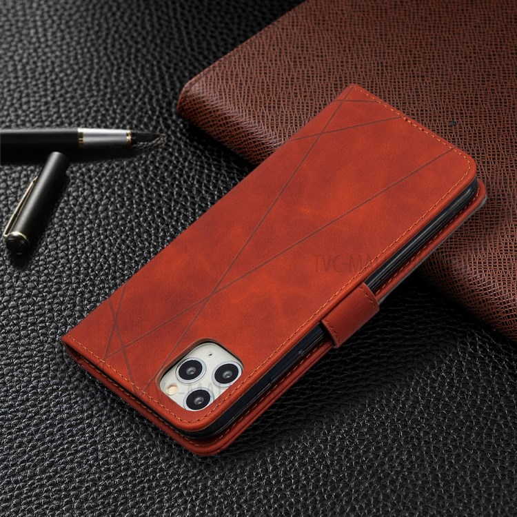 BF05 Leather Case Geometric Texture Wallet Stand Protector Shell for iPhone 11 Pro Max 6.5 inch - Orange-5
