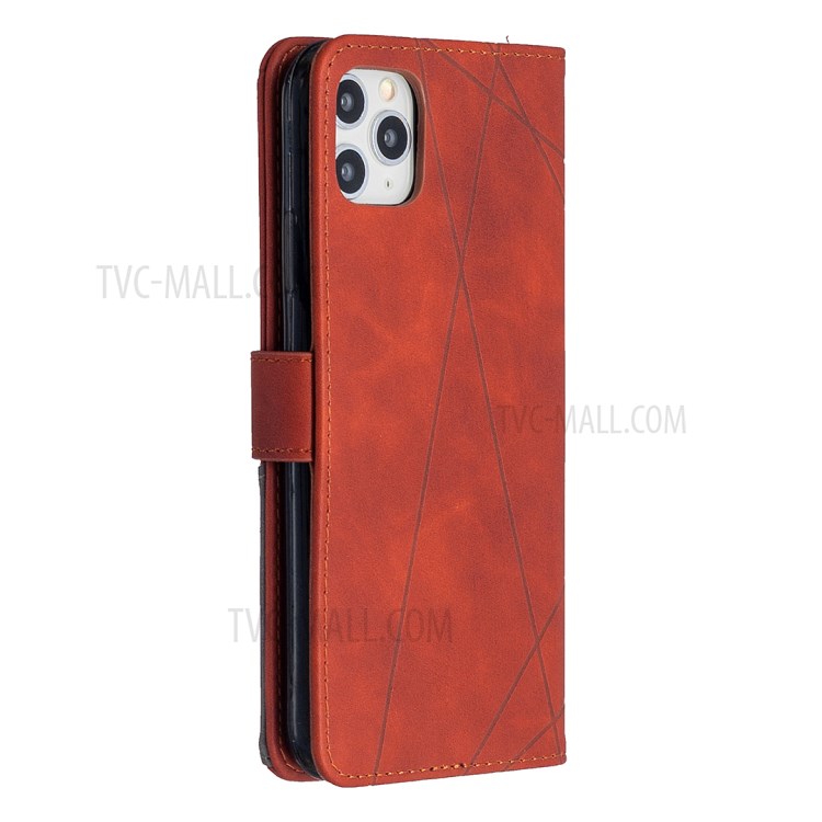 BF05 Leather Case Geometric Texture Wallet Stand Protector Shell for iPhone 11 Pro Max 6.5 inch - Orange-7