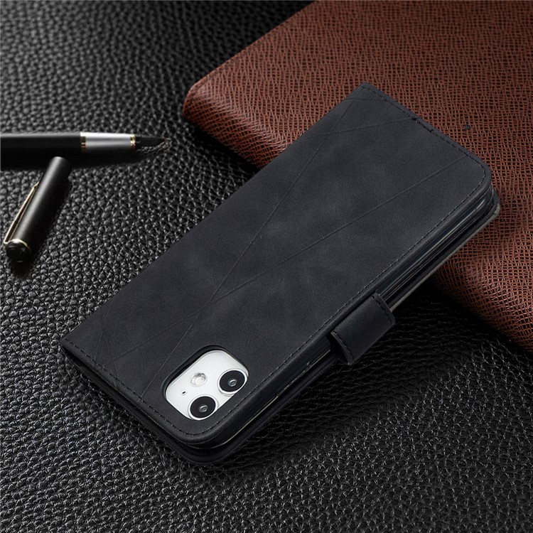 BF05 Leather Case Geometric Texture Wallet Stand Phone Cover for iPhone 11 6.1 inch - Black-5