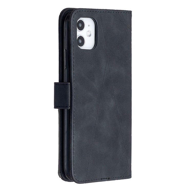 BF05 Leather Case Geometric Texture Wallet Stand Phone Cover for iPhone 11 6.1 inch - Black-7