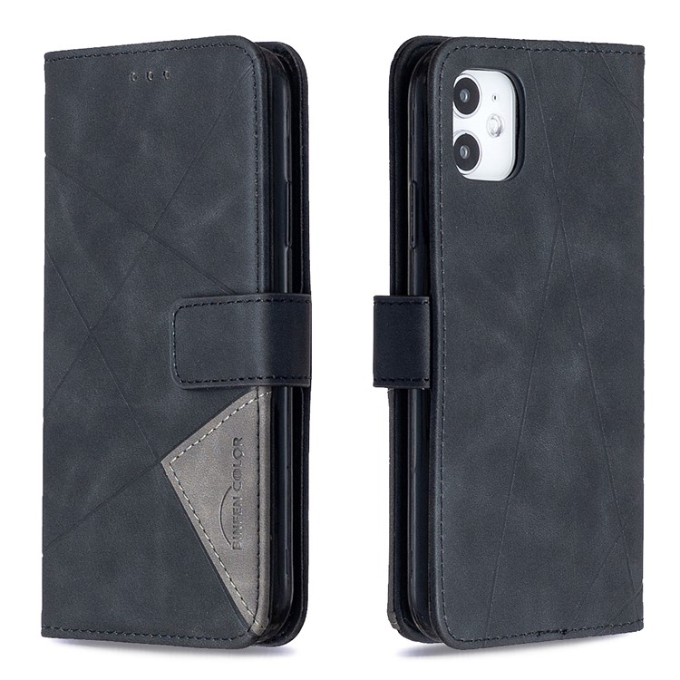 BF05 Leather Case Geometric Texture Wallet Stand Phone Cover for iPhone 11 6.1 inch - Black-8