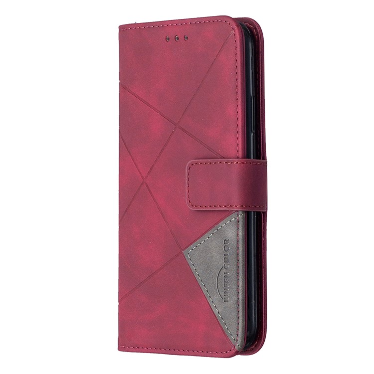 BF05 Leather Case Geometric Texture Wallet Stand Phone Cover for iPhone 11 6.1 inch - Wine Red-6