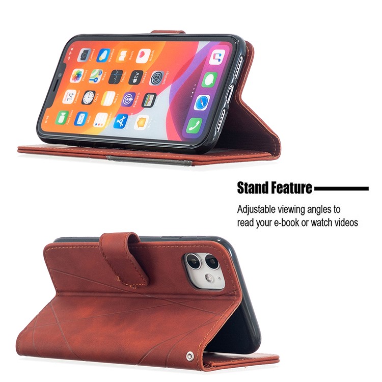 BF05 Leather Case Geometric Texture Wallet Stand Phone Cover for iPhone 11 6.1 inch - Orange-2