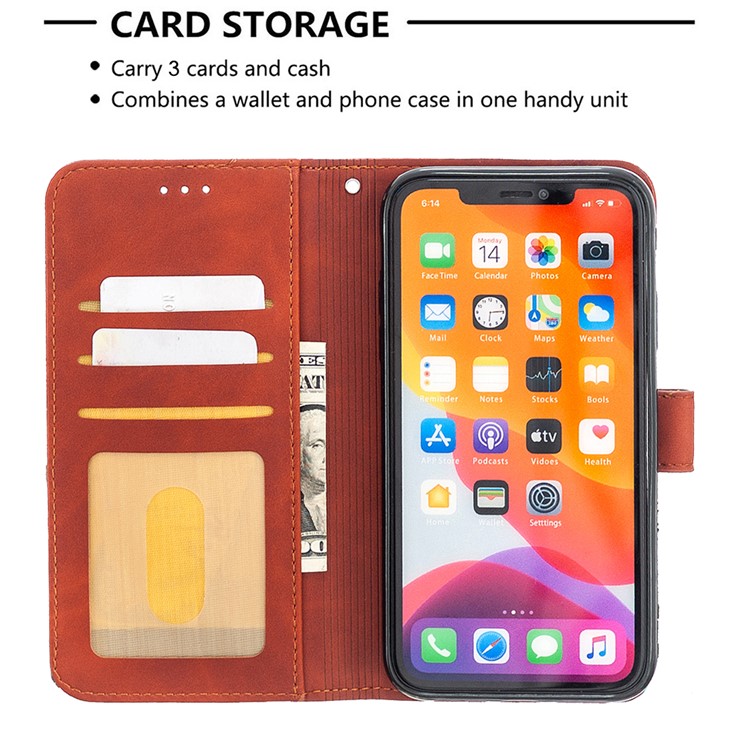 BF05 Leather Case Geometric Texture Wallet Stand Phone Cover for iPhone 11 6.1 inch - Orange-3