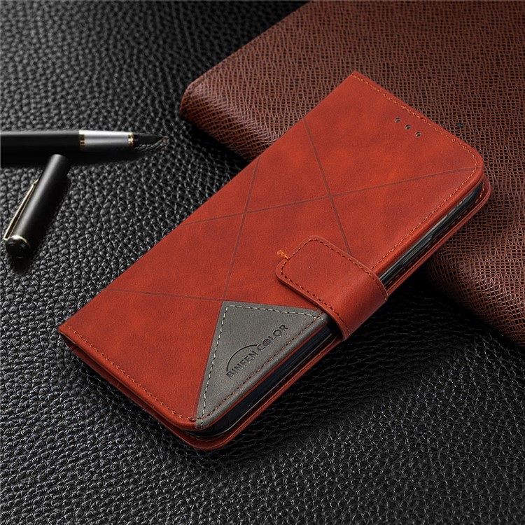 BF05 Leather Case Geometric Texture Wallet Stand Phone Cover for iPhone 11 6.1 inch - Orange-4